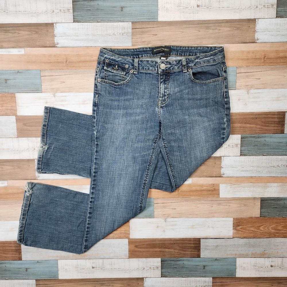 Banana Republic Mid-Rise Distressed Bootcut Women's Blue Jeans Sz 8
